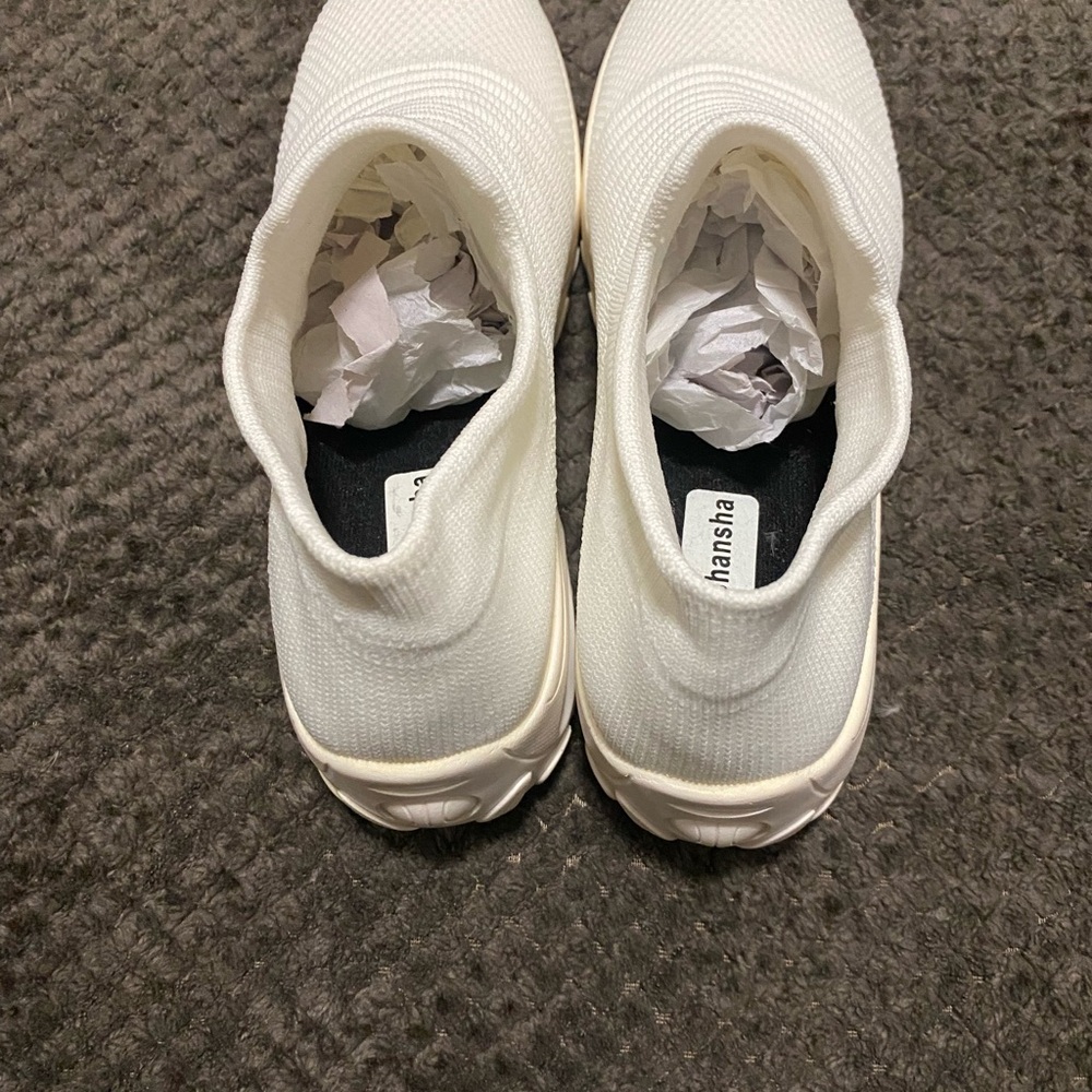 White Knit Slip-On Shoes